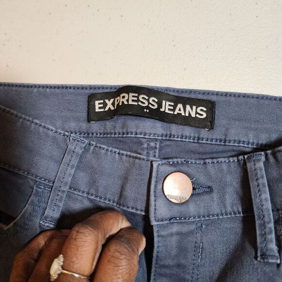 Express Women Skinny Ankle Leggings Mid Rise Sz 2 Blue-Gray Distressed Raw - Picture 6 of 12